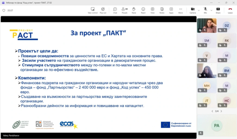 Read more about the article Вторият уебинар за конкурса по фонд „Код успех“ събира активни участници от цялата страна